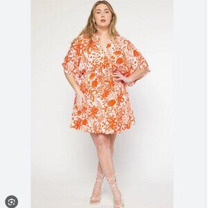 Entro Ada Cottagecore Boho Botanical Floral Print Mini Dress Size 1X